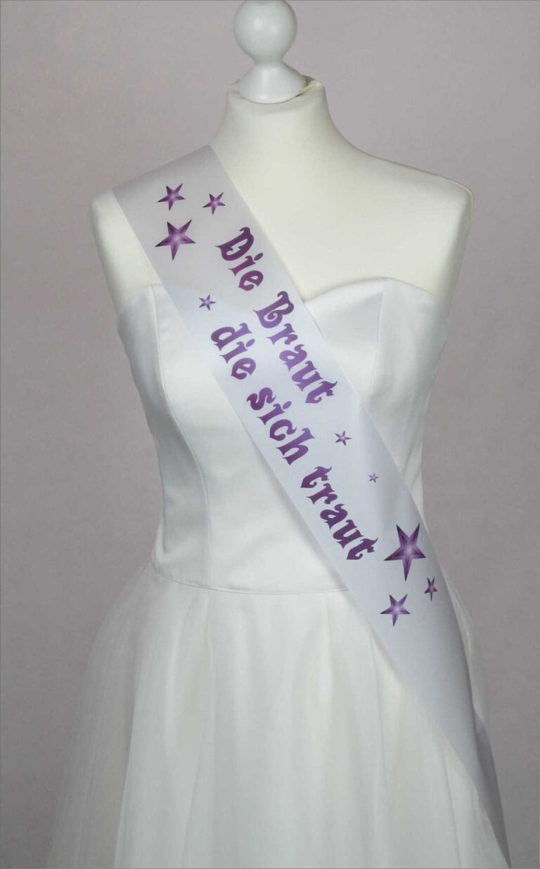 Schärpen aus einem Super Satin-Band mit meinem hochwertigem Digitaldruck bedruckt.