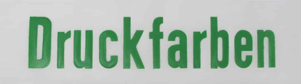 Druckfarben in grün.