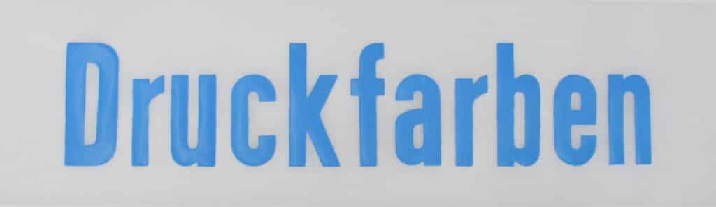 Druckfarben in hellblau.