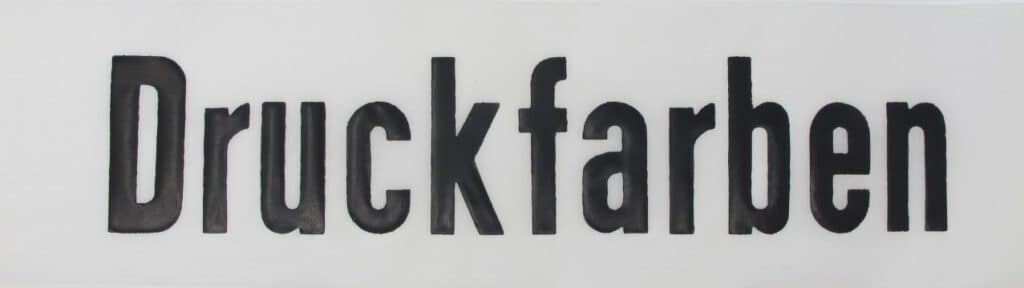 Druckfarben in schwarz.
